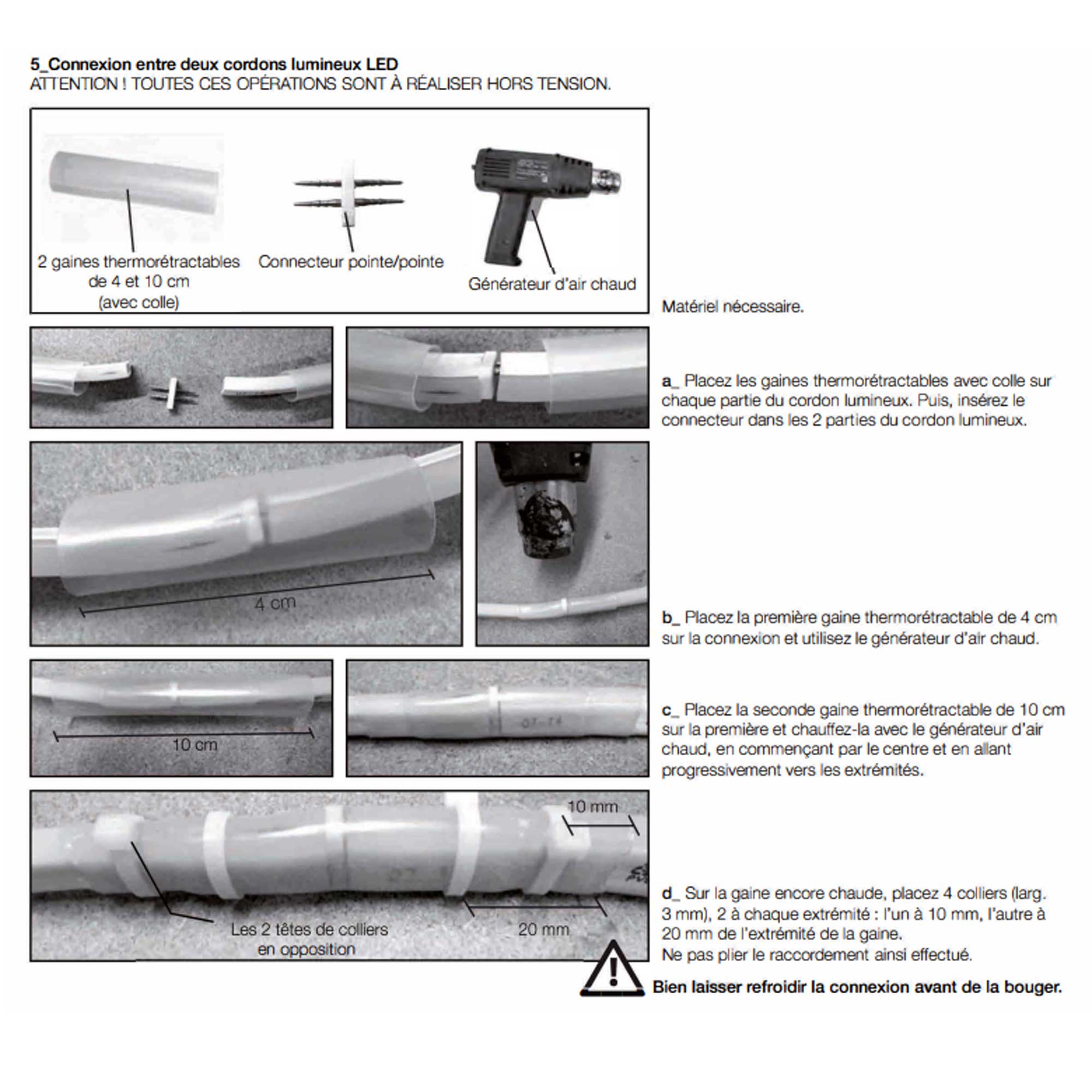 Kit de raccordement câble d'alimentation pour cordon lumineux Sur'line - 230V