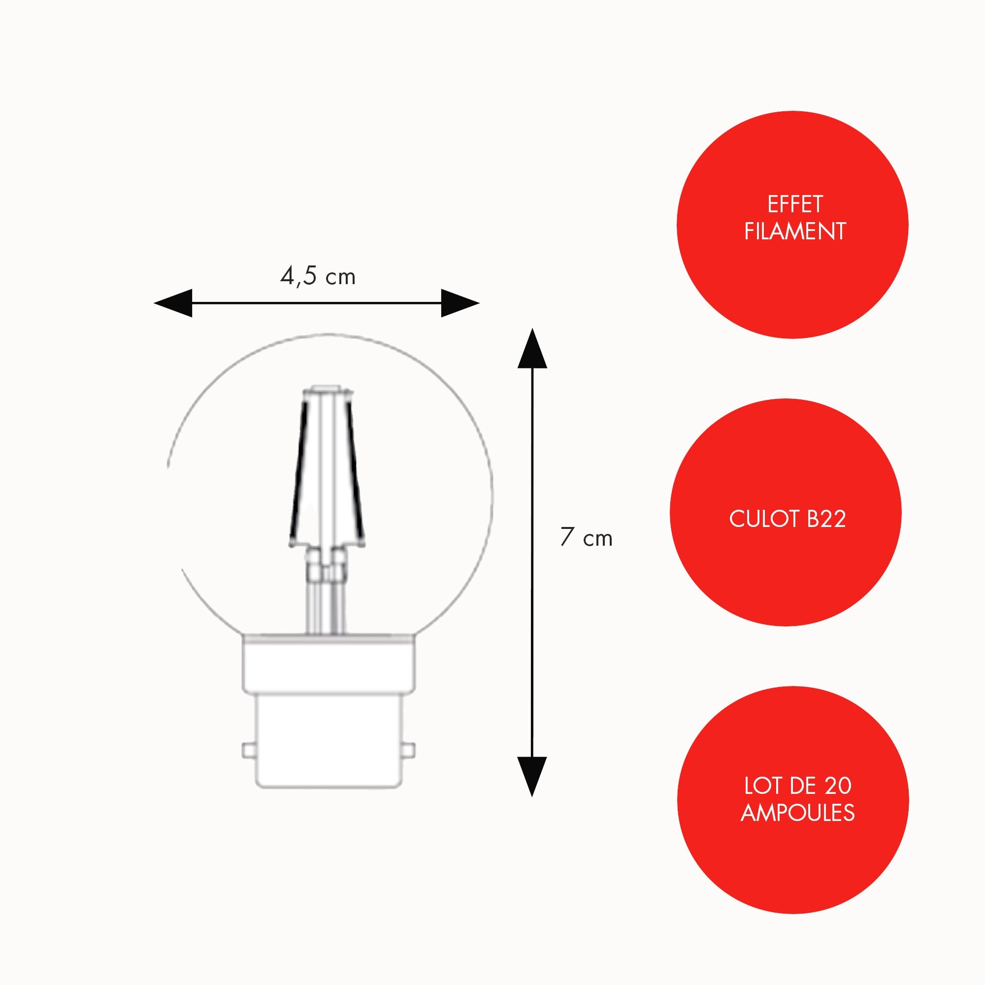 Lot de 20 ampoules Filament B22