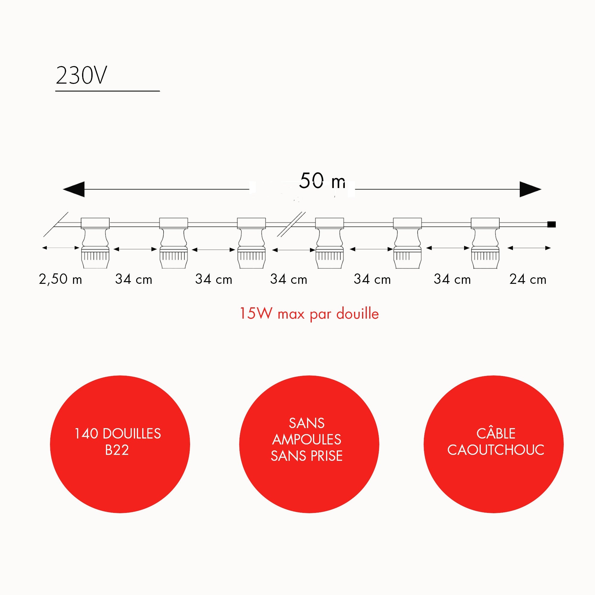 Guirlande Guinguette B22 L50m