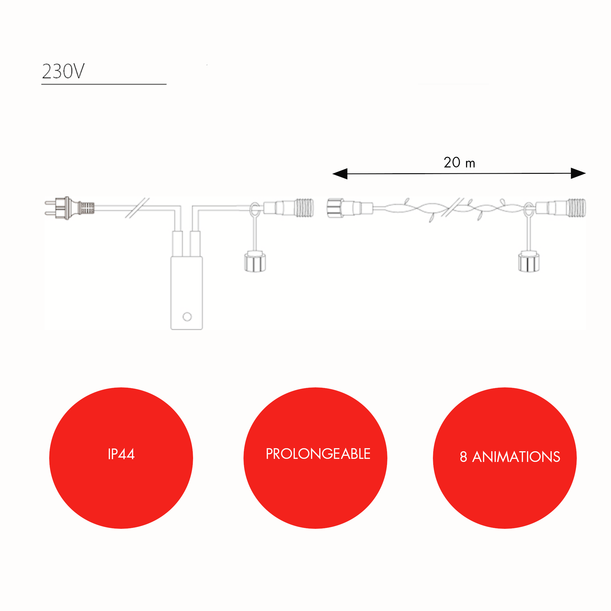 Guirlande animée L20m - 230V