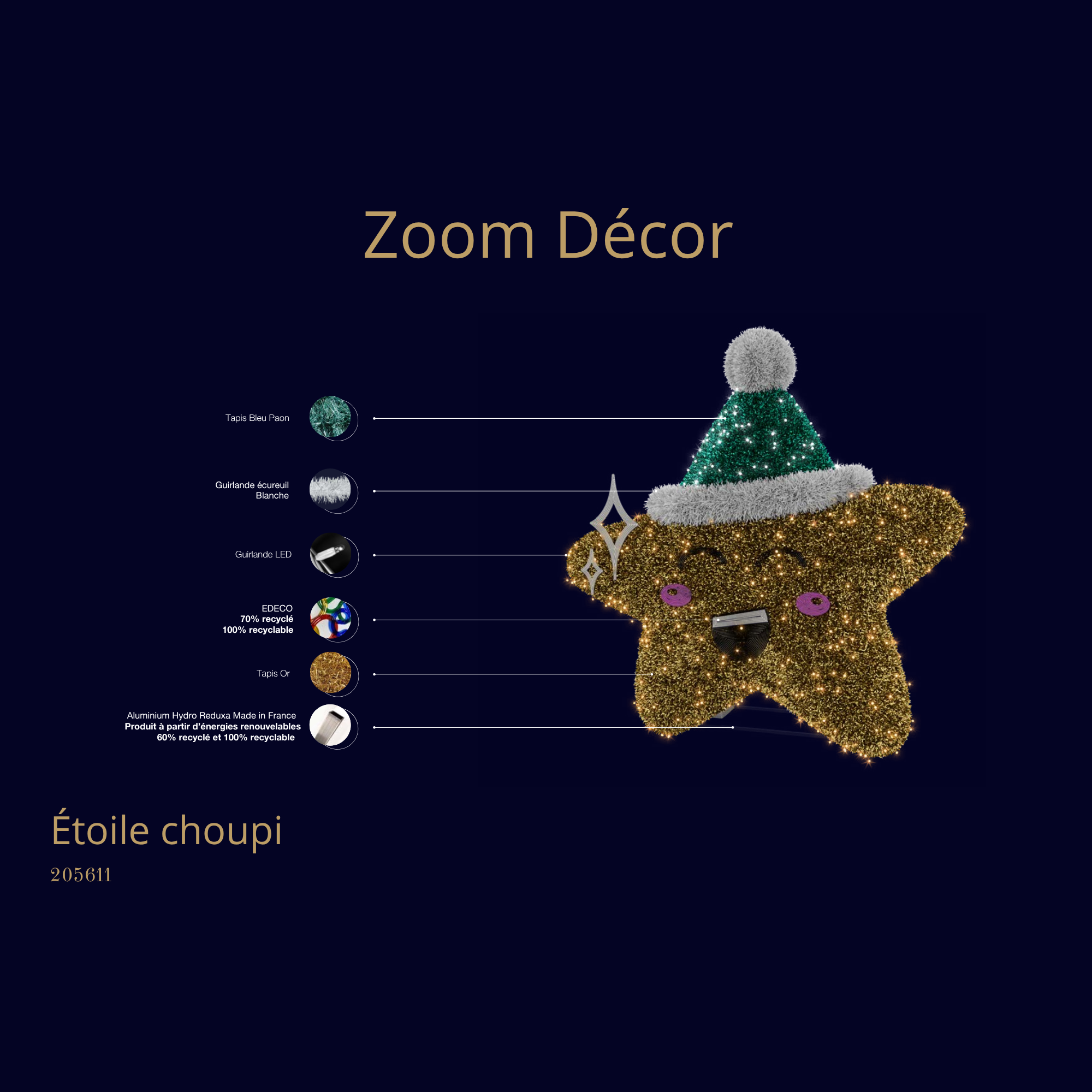 Décor de noël 3D Etoile choupi H1,8 x L1,95 x P0,5m