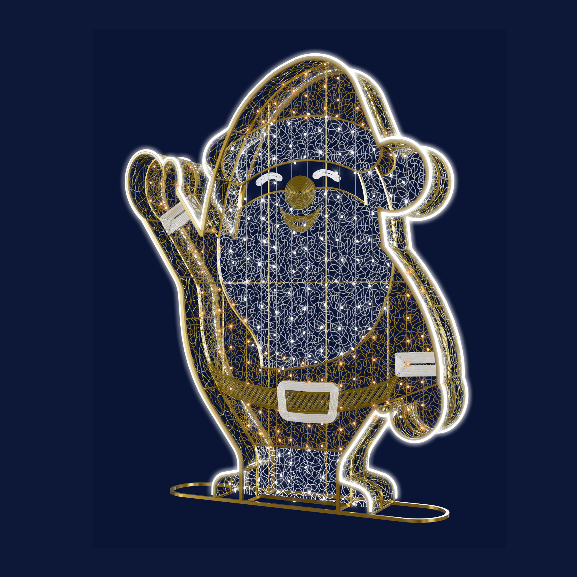 Décor de noël Père noël étincelant 3D H2 x L1,6m