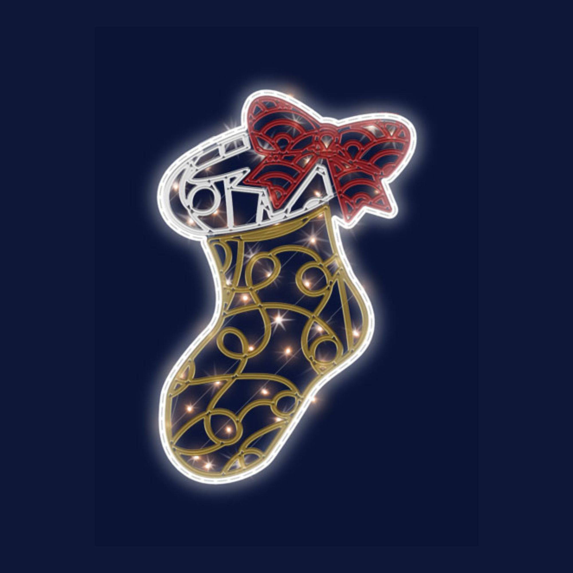 Décor de noël suspension 2D Chaussette noeud H1 x L0,6m