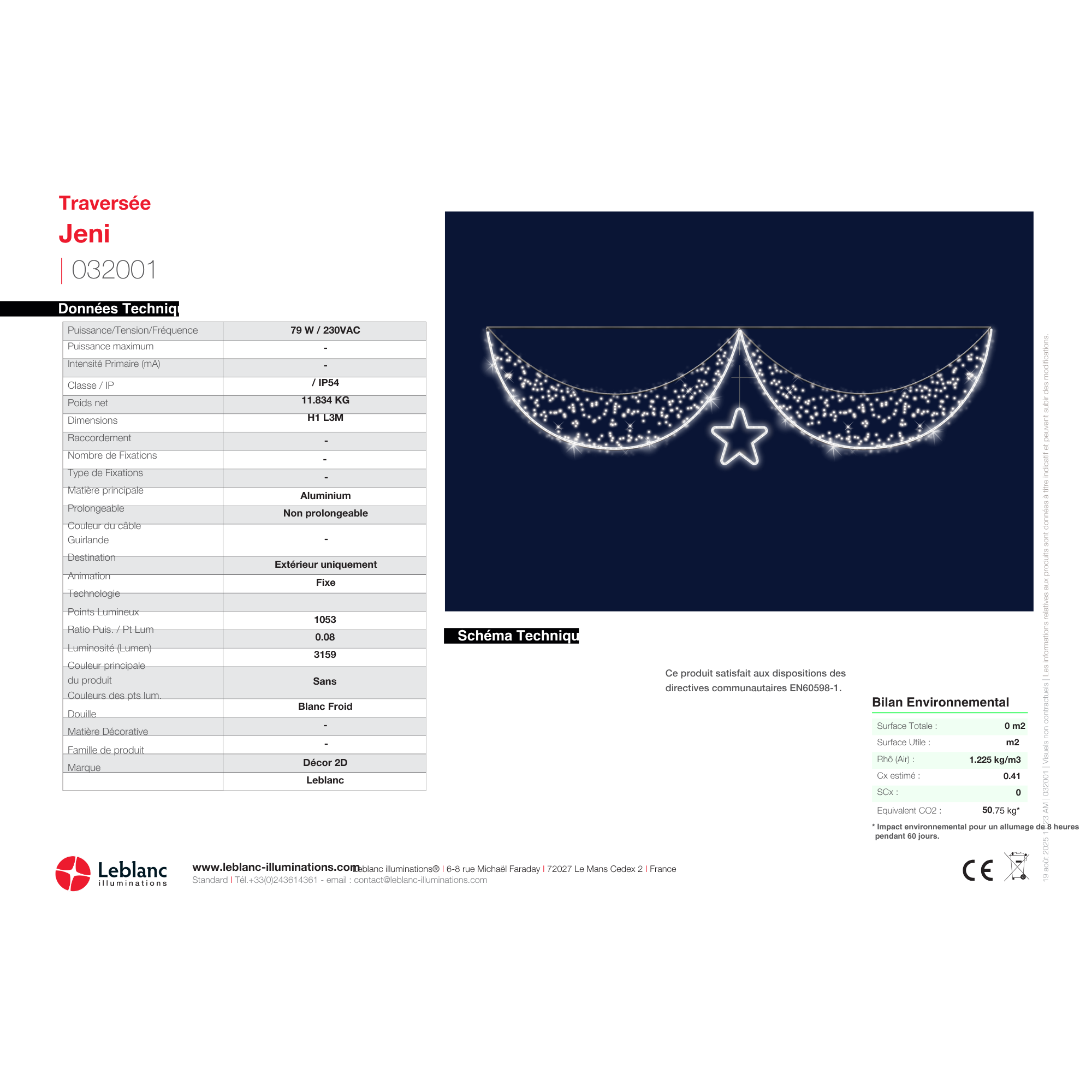 Décor de noël traversée 2D Jeni  H1 x L3m