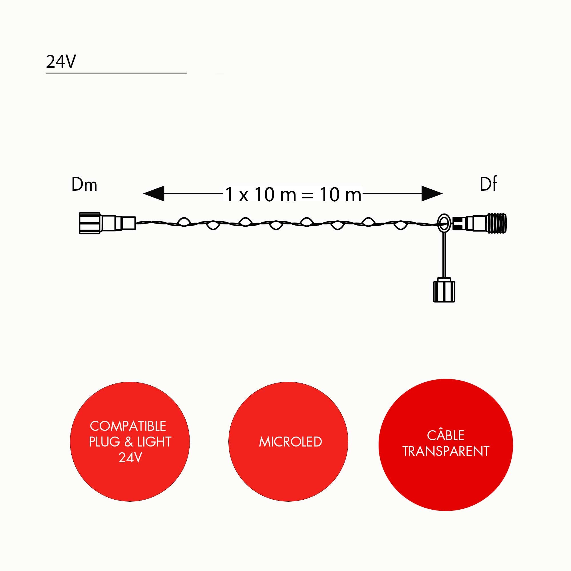 Guirlande Microled scintillante L10m - 24V
