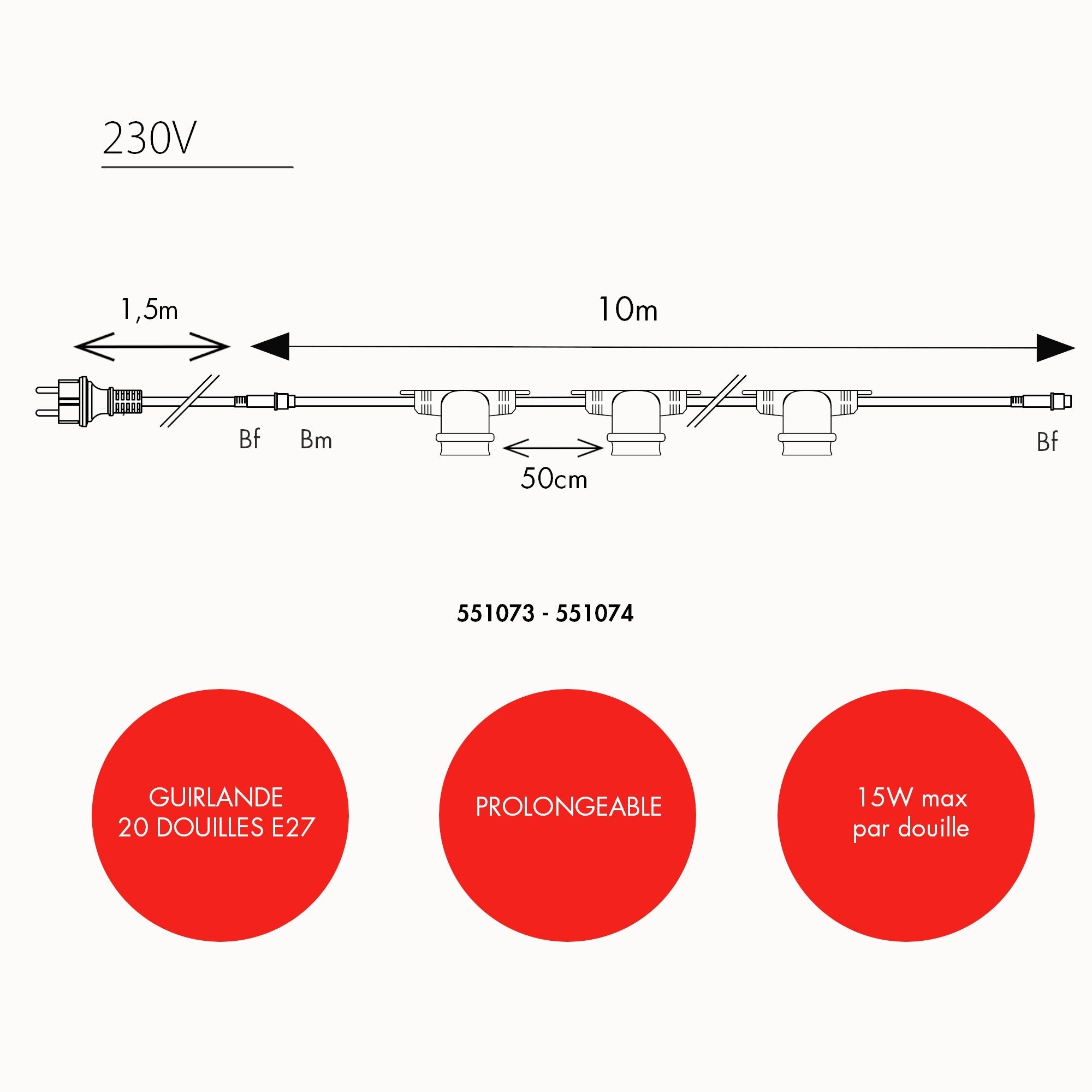 Guirlande guinguette Festival 10m