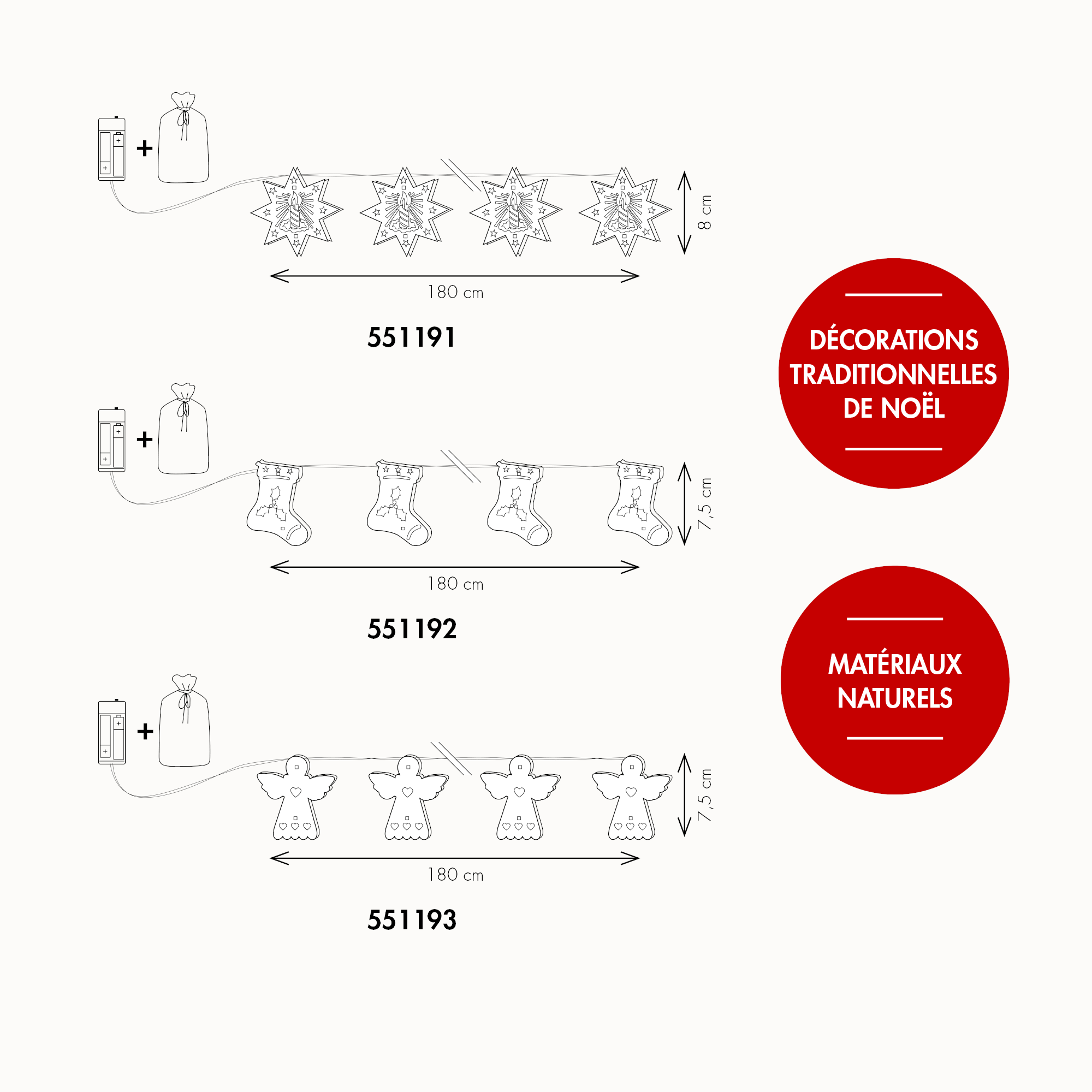 Guirlande tradition lumineuse en bois