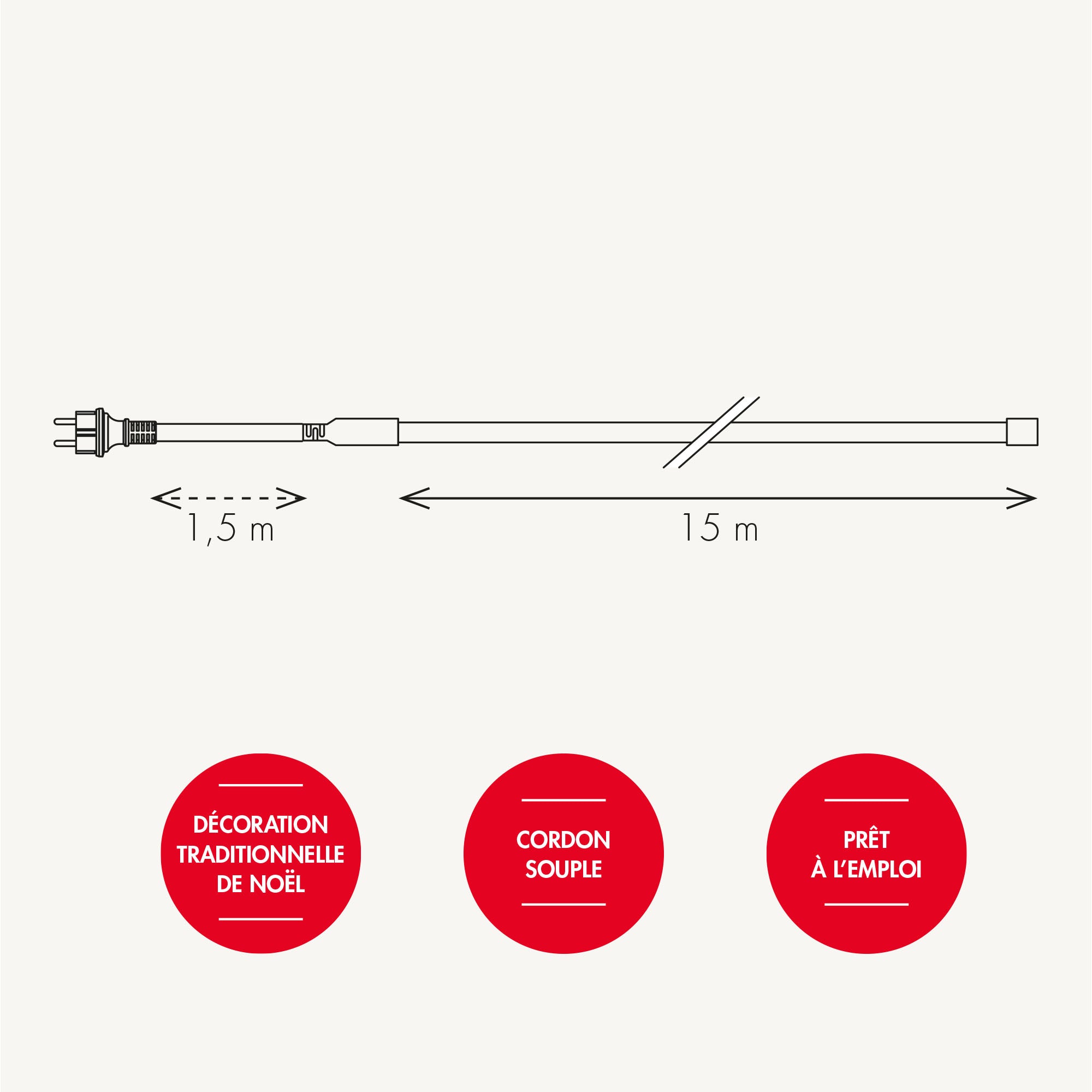 Cordon lumineux fixe L15m - 230V