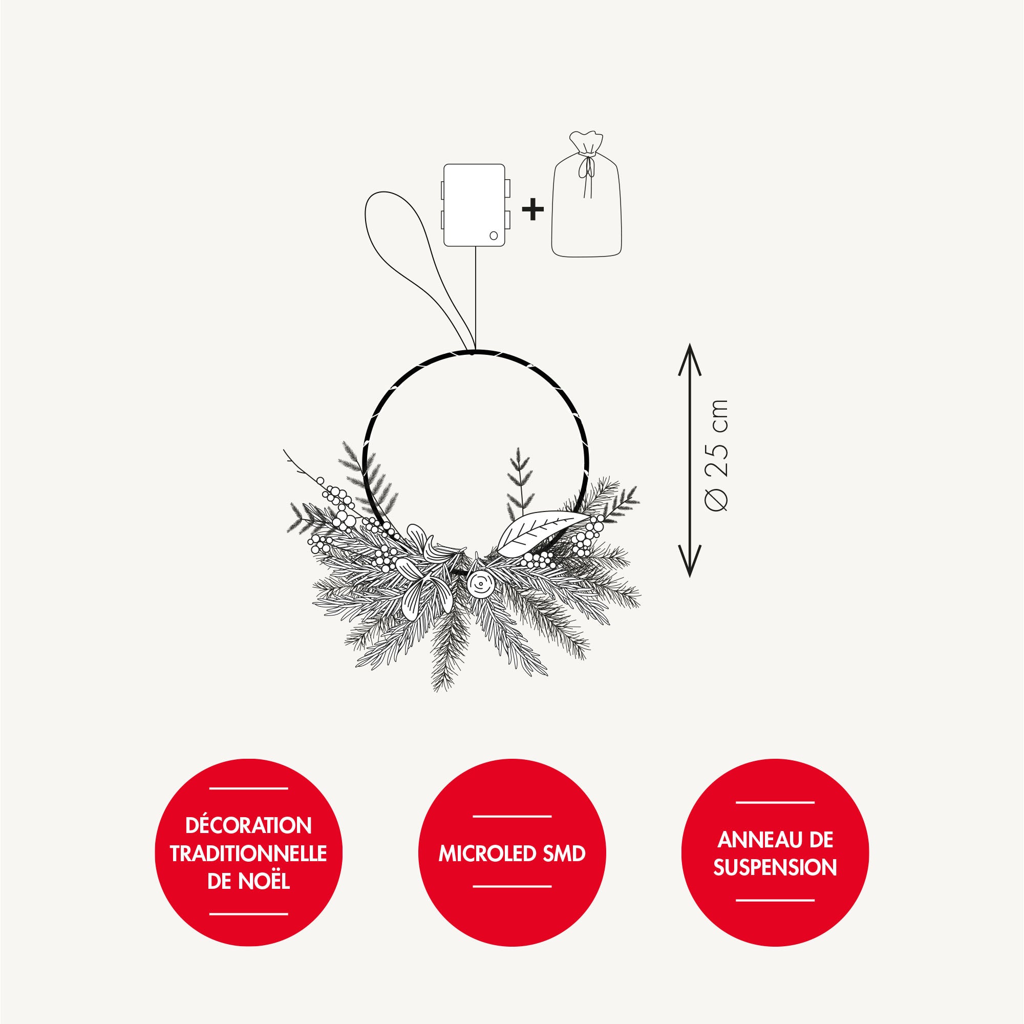 Couronne lumineuse baies rouges