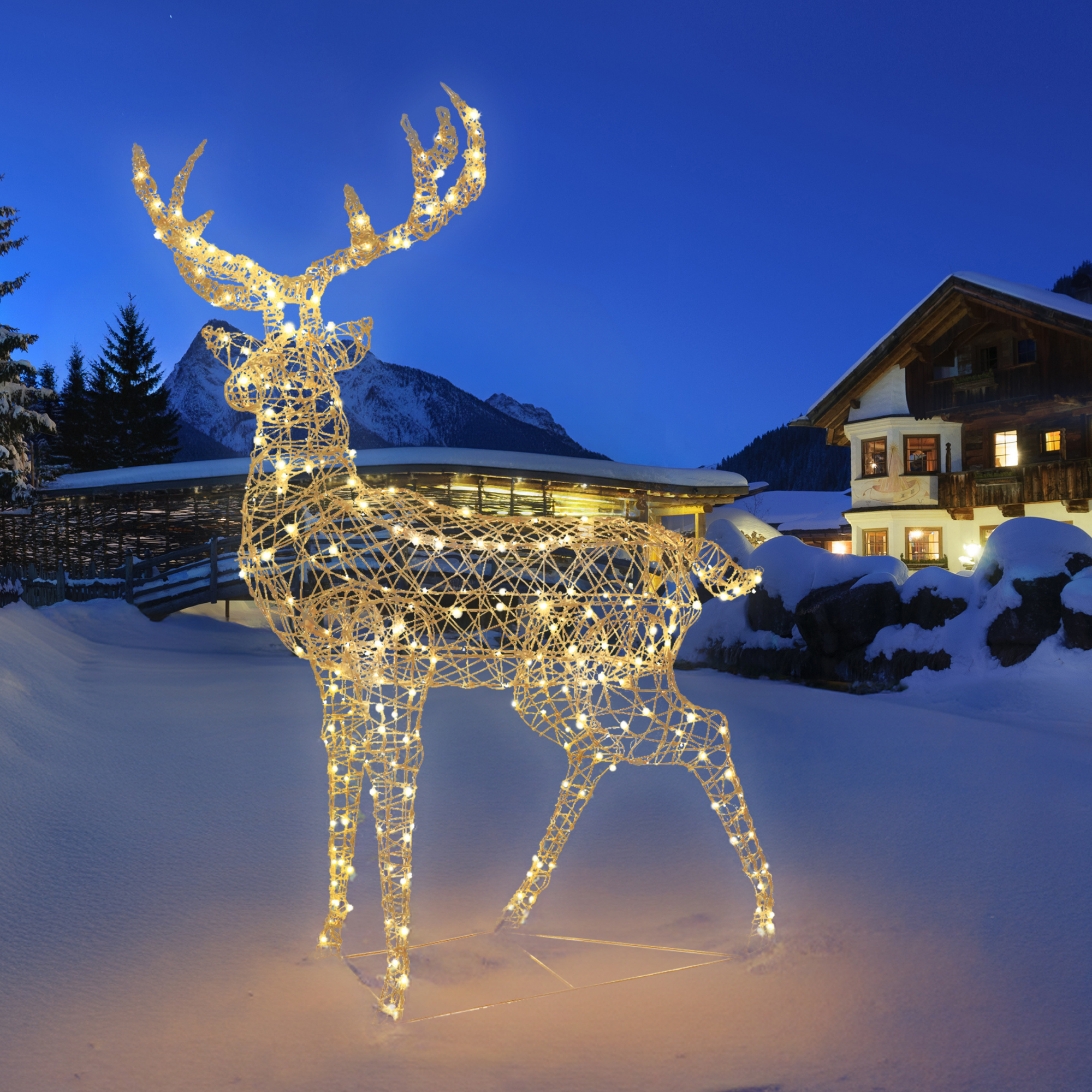 Lot De 3 Cerfs Lumineux Gresonic Pour Noël – 120 LEDs Jaune Chaud, Décor Extérieur Pelouse Et Jardin - 11