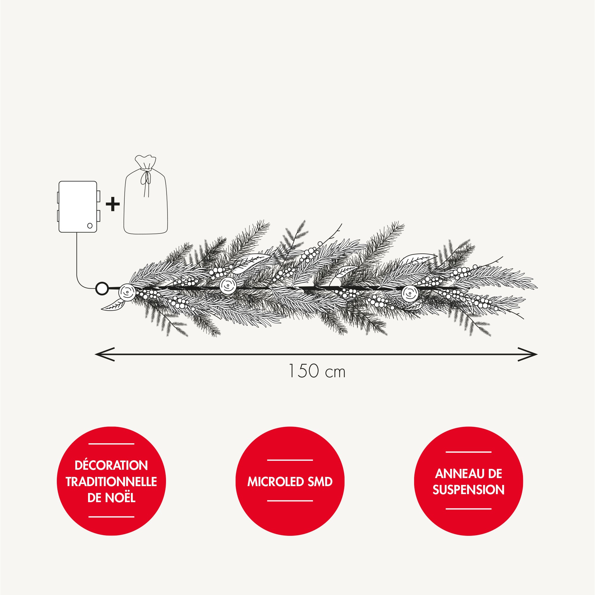 Branche lumineuse baies rouges