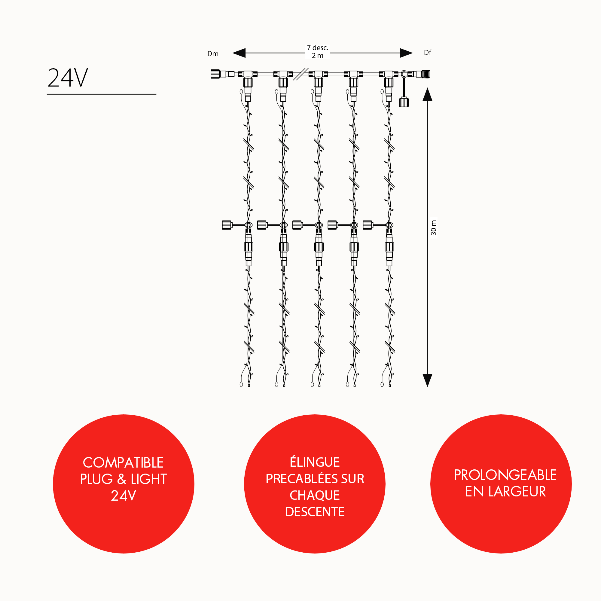 Plafond lumineux fixe H30 x L2m - 24V
