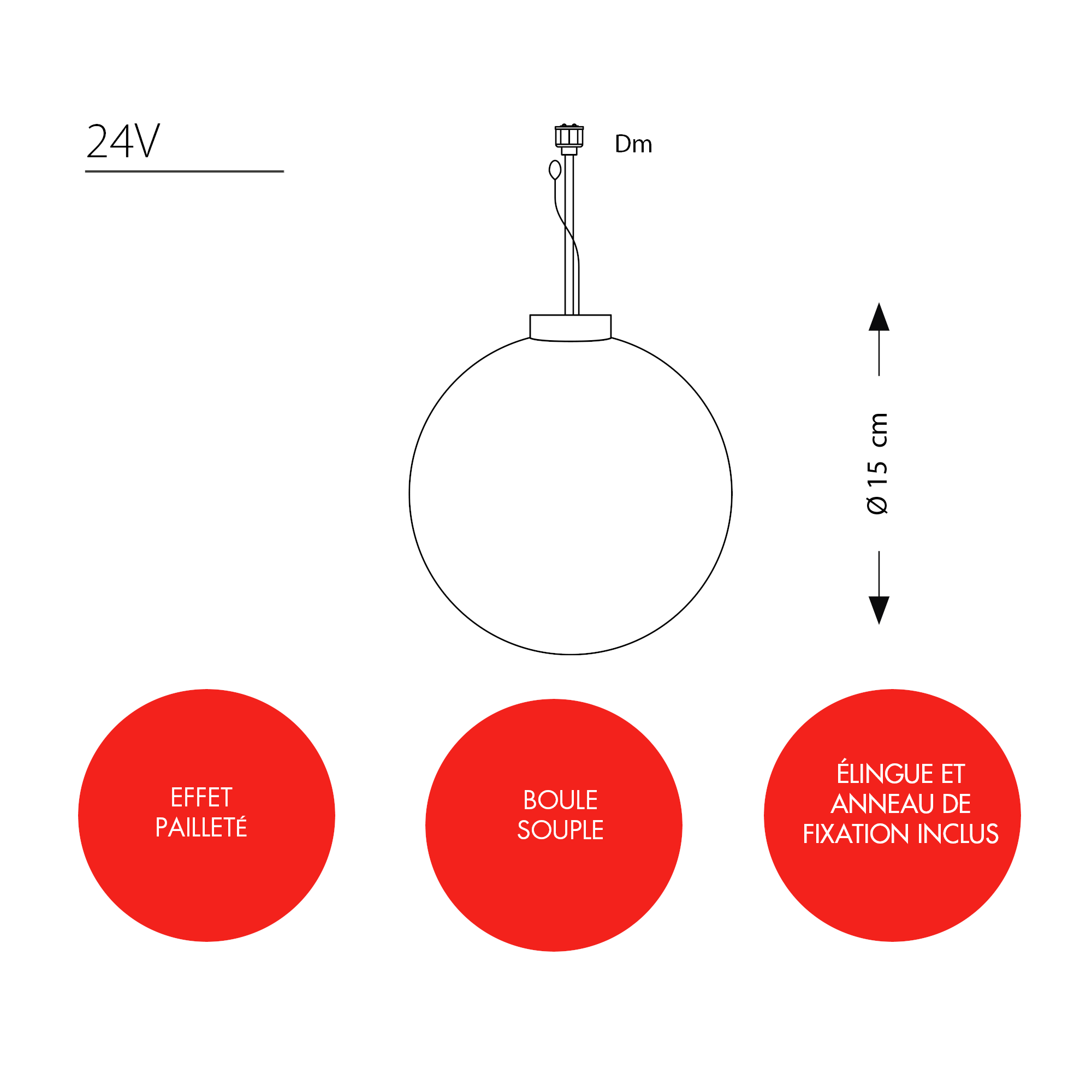 Suspension boules perlées- 24V