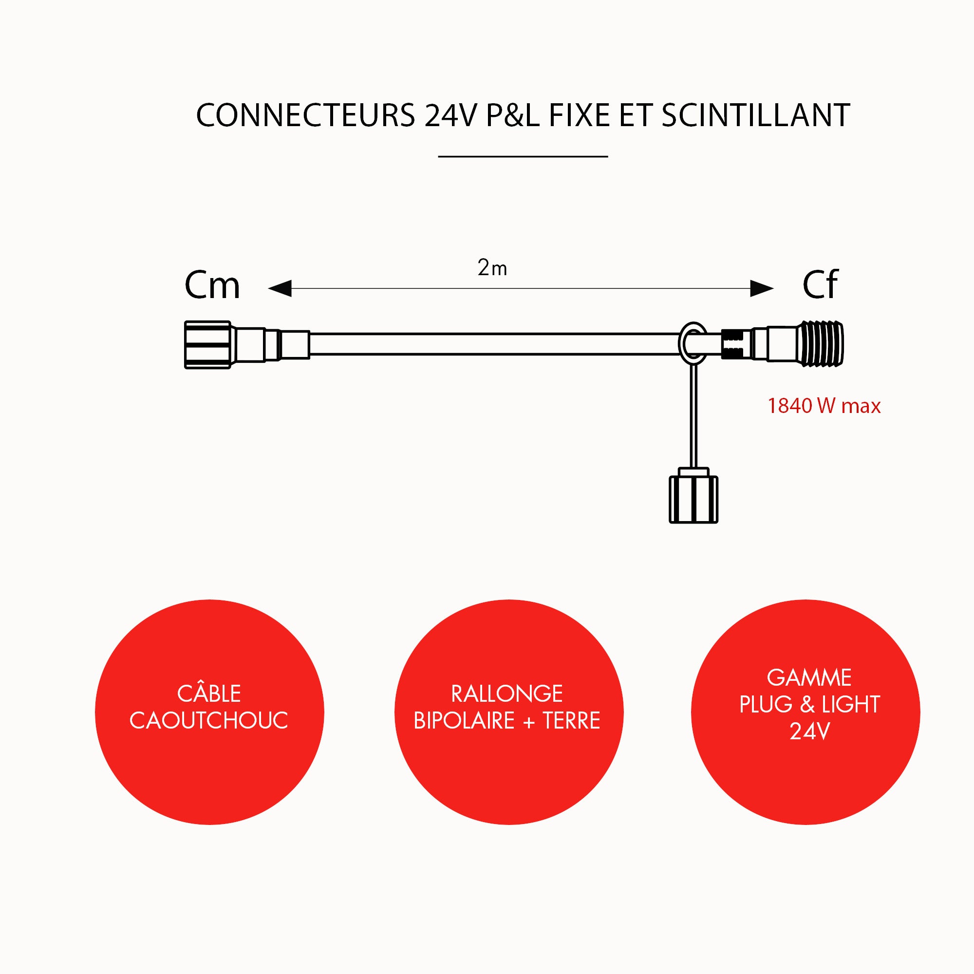 Rallonge avant transformateur - L2m - 24V