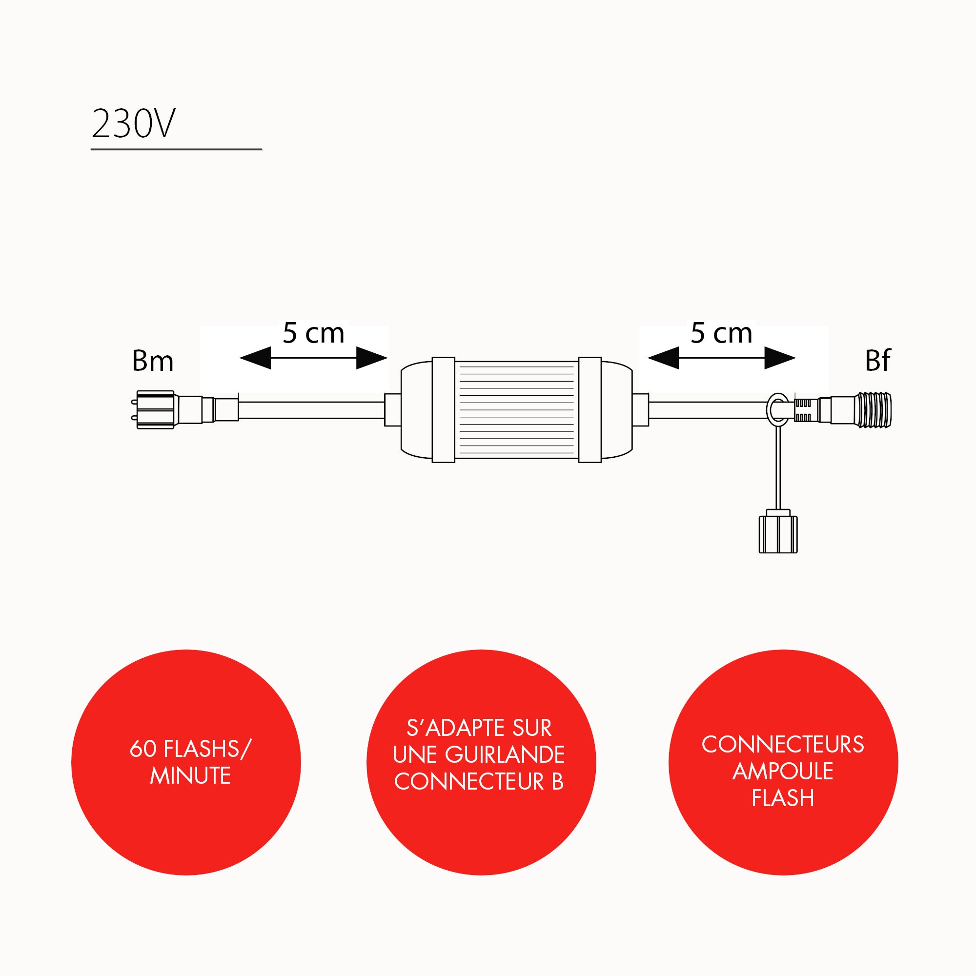 Ampoule flash connecteurs