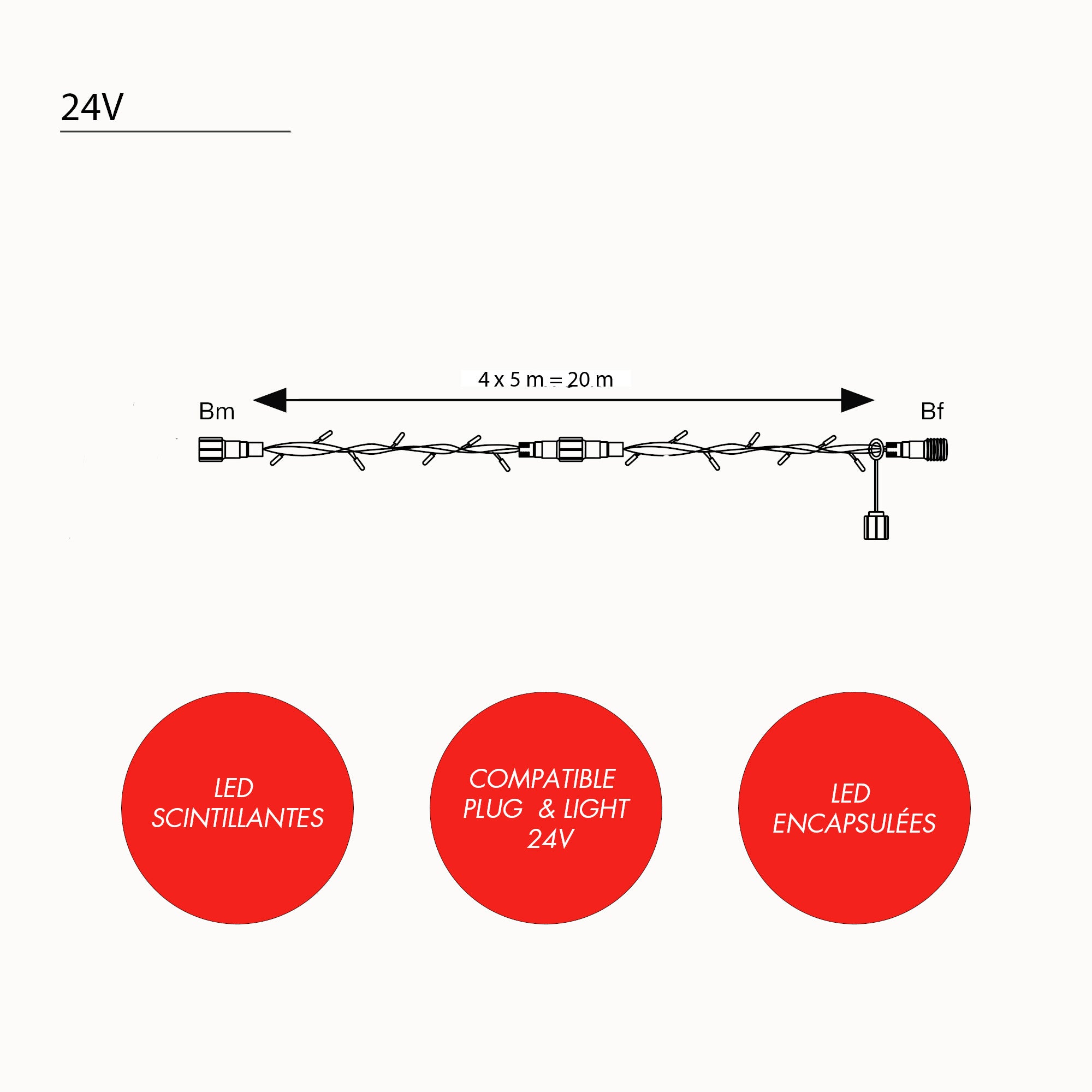 Guirlande fixe L20m - 24V