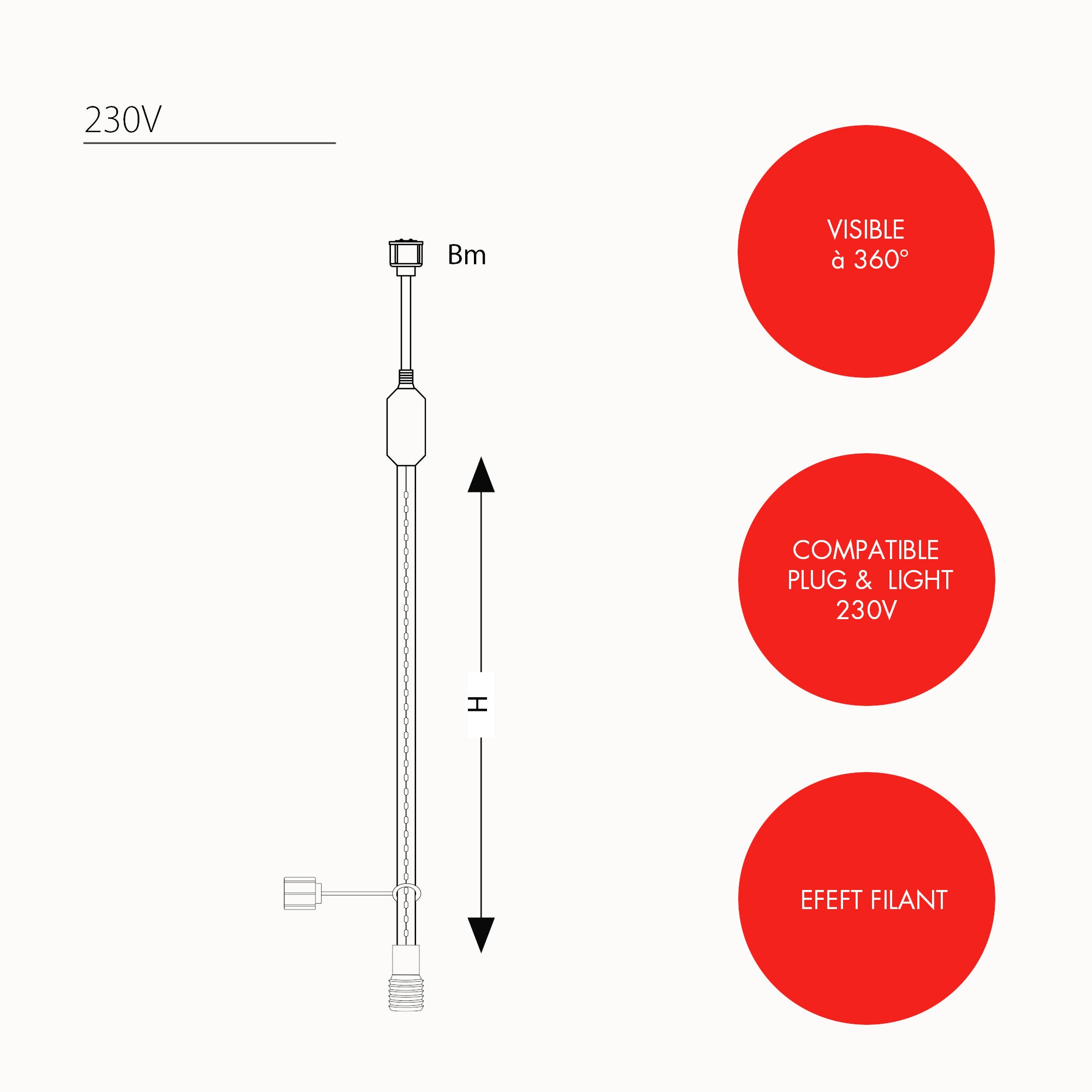 Droplight effet chute de neige - H50cm - 230V