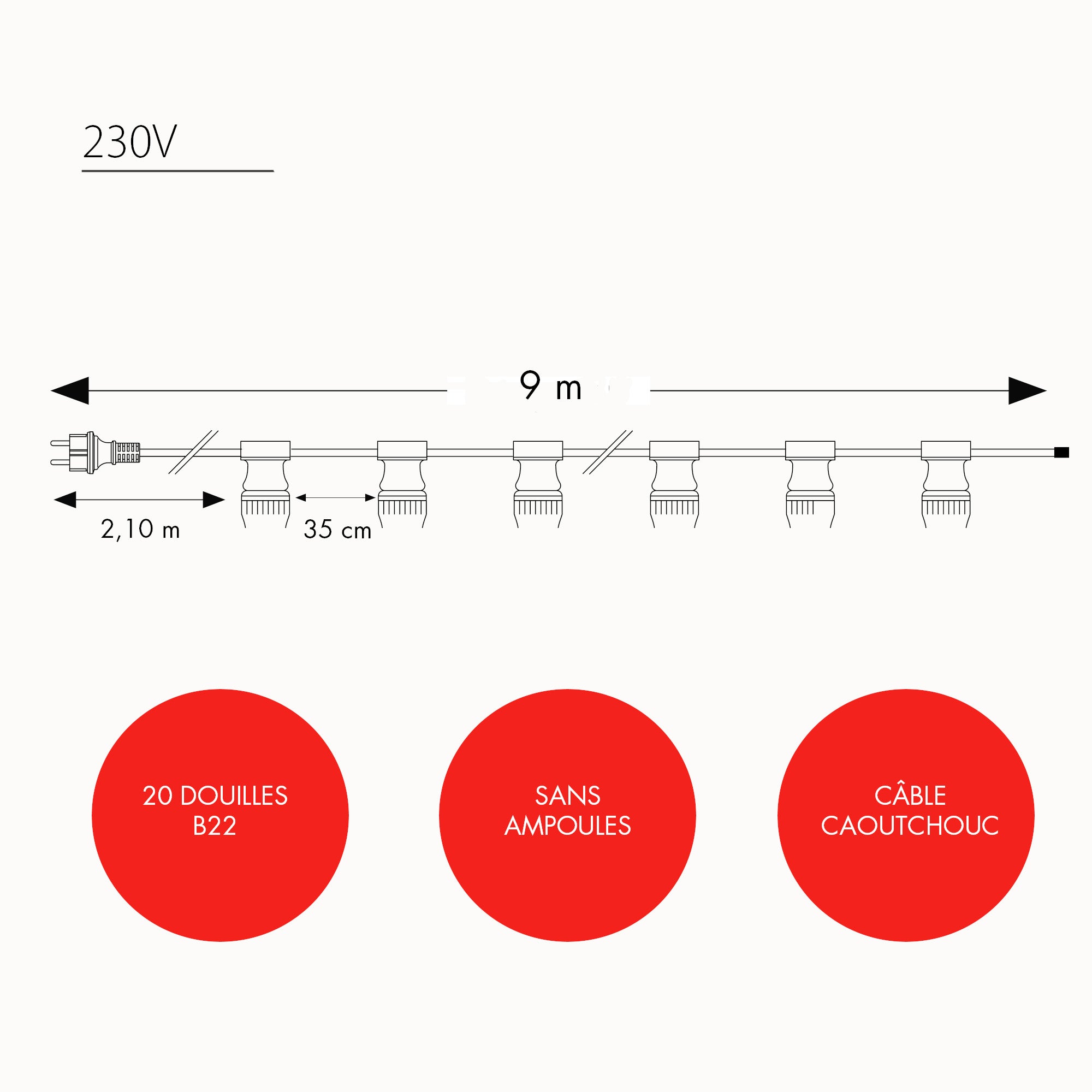 Guirlande Guinguette B22 L9m