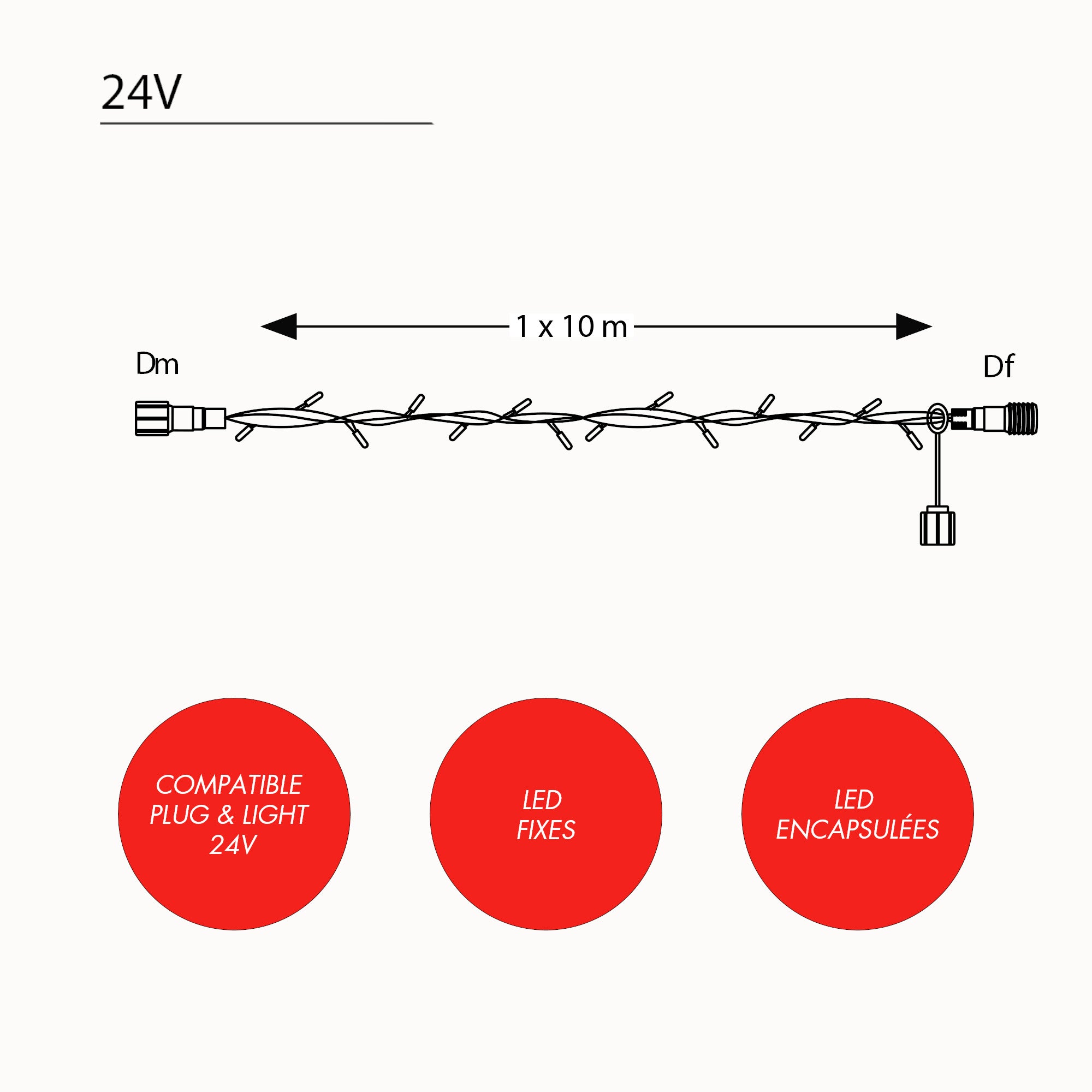 Guirlande Titan scintillante L10m - 24V