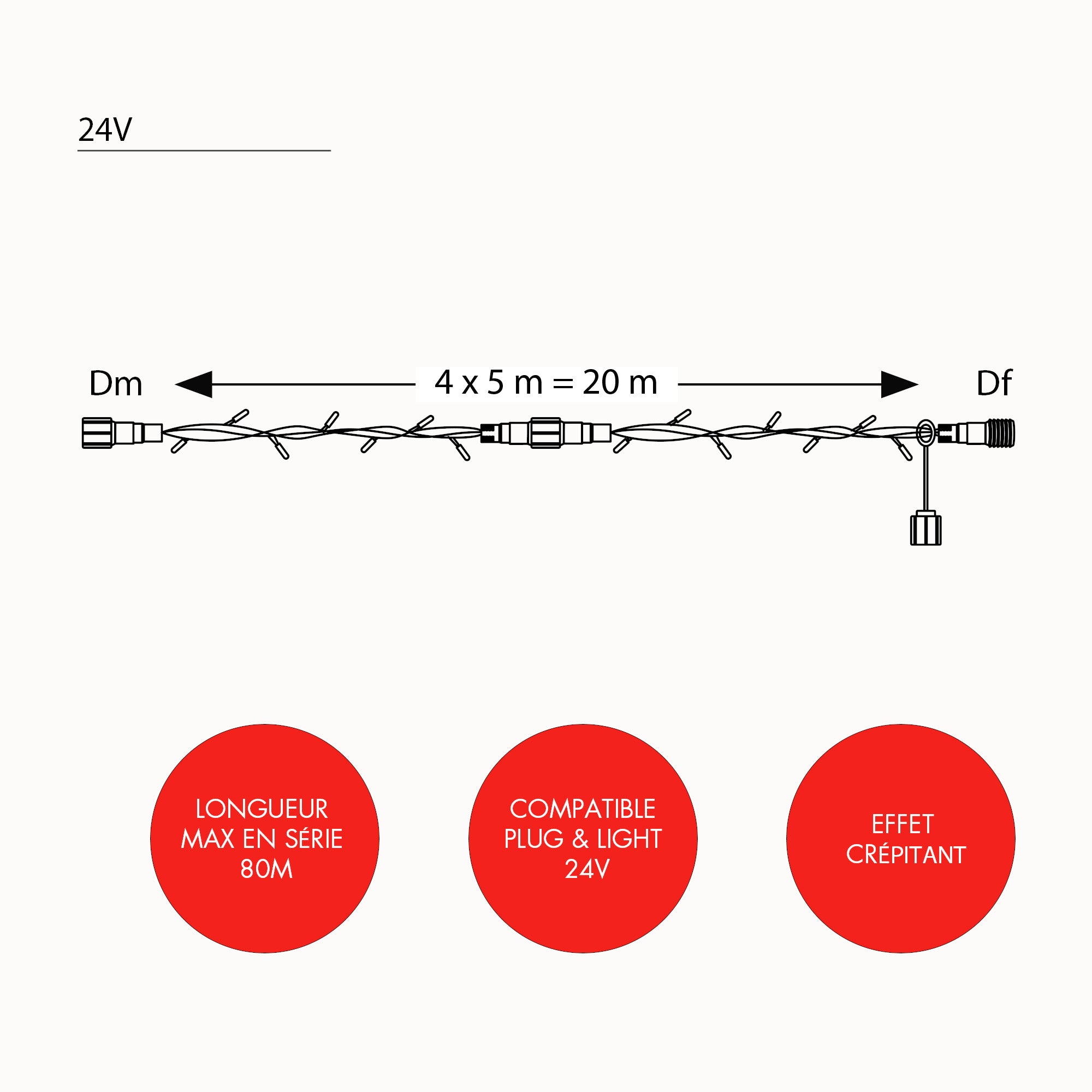 Guirlande crépitante L20m - 24V