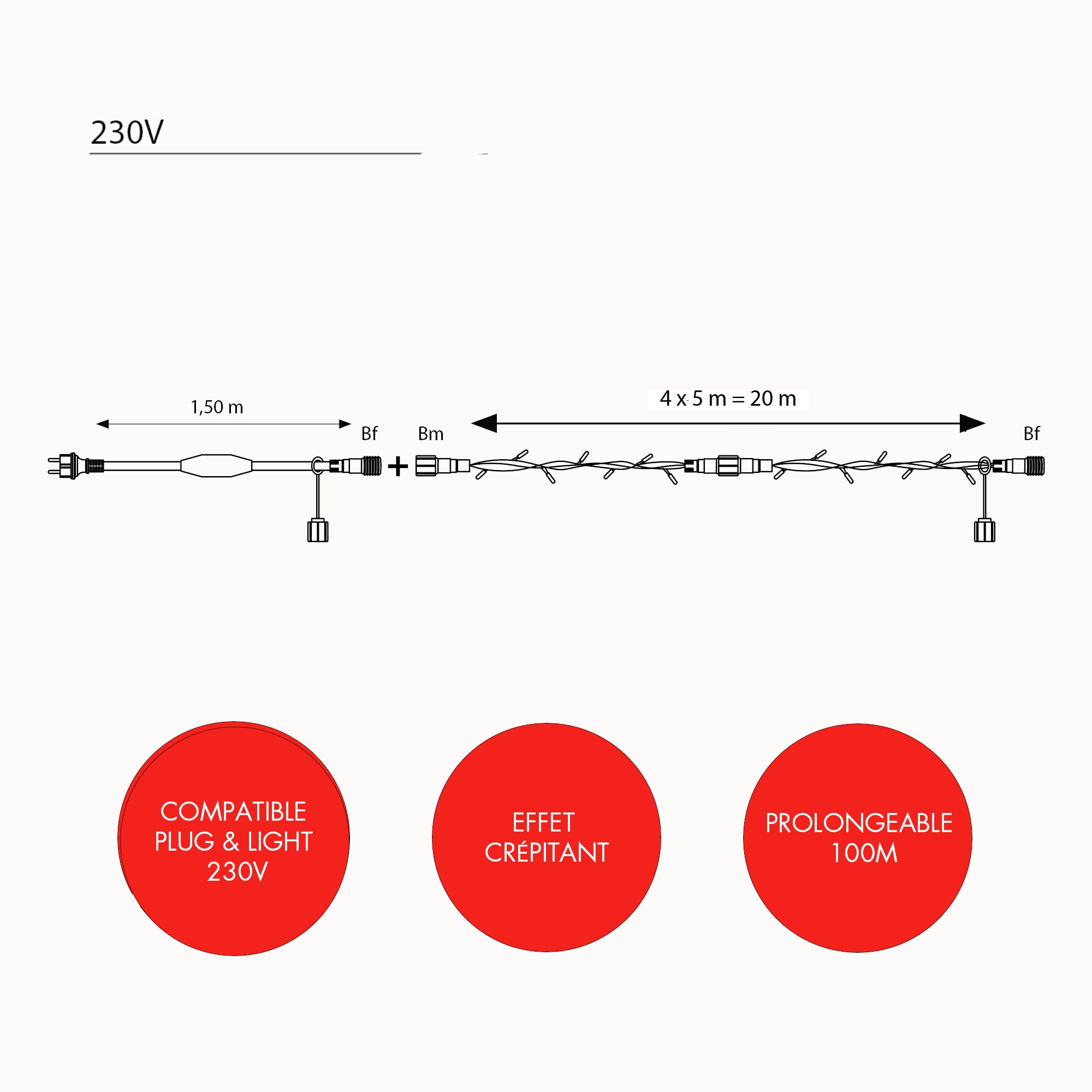 Guirlande crépitante L20m - 230V