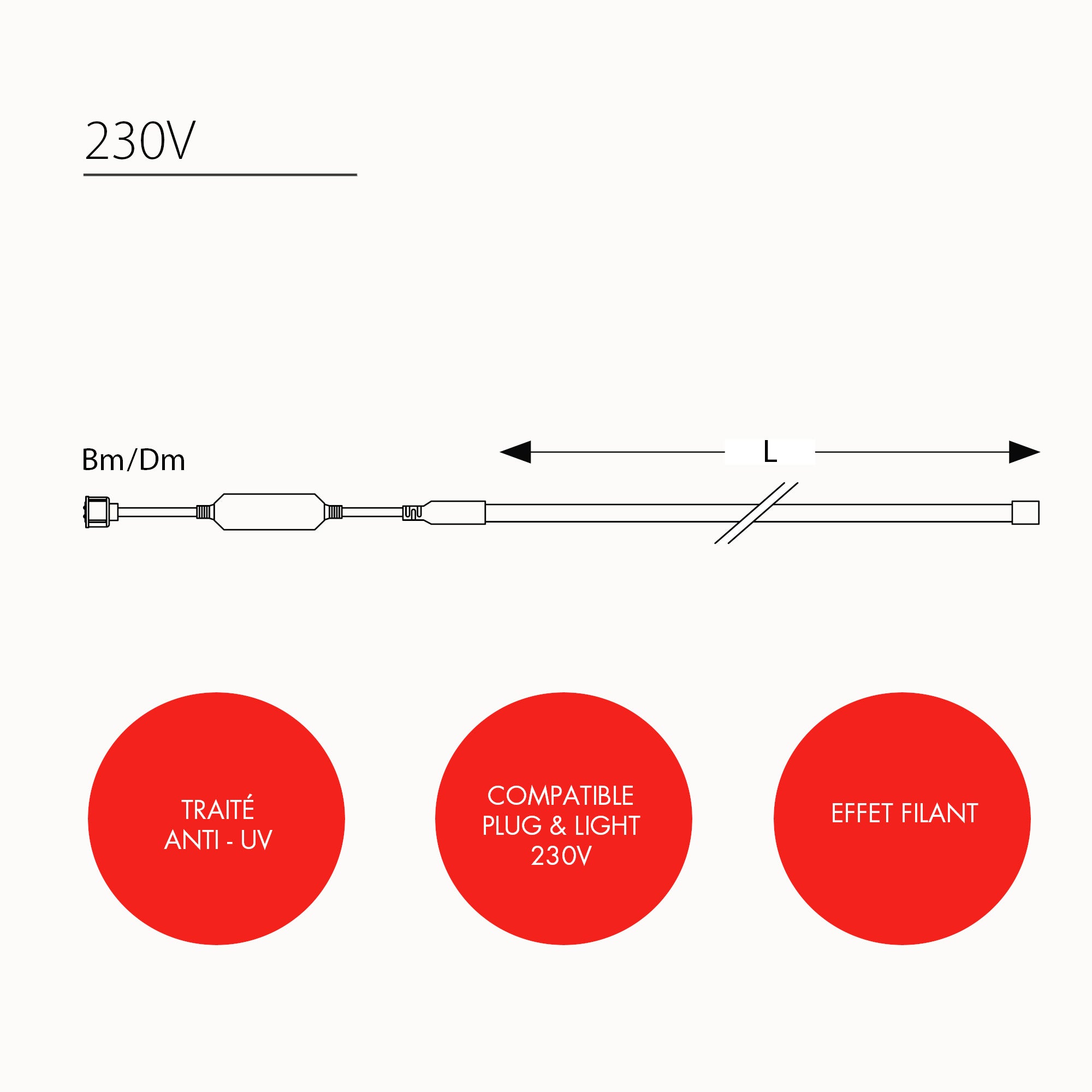 Cordon lumineux filant L5m - 230V