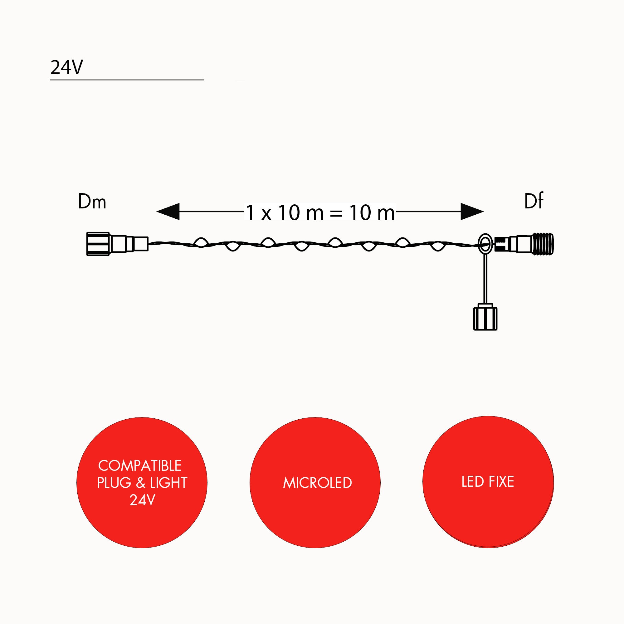 Guirlande Microled fixe L10m - 24V
