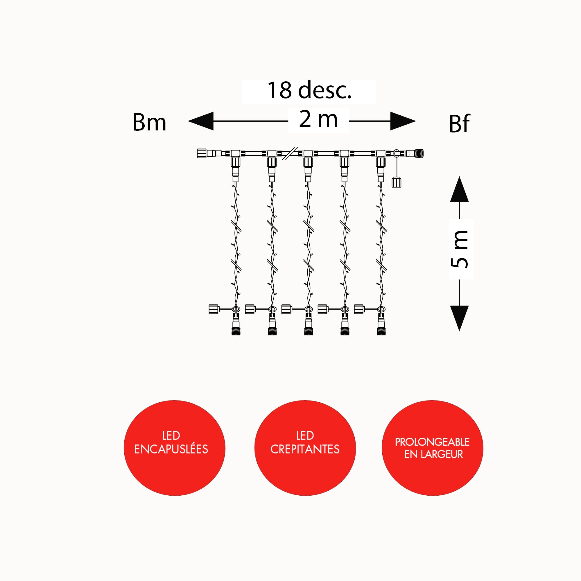 Rideau crépitant H5 x L2m - 230V