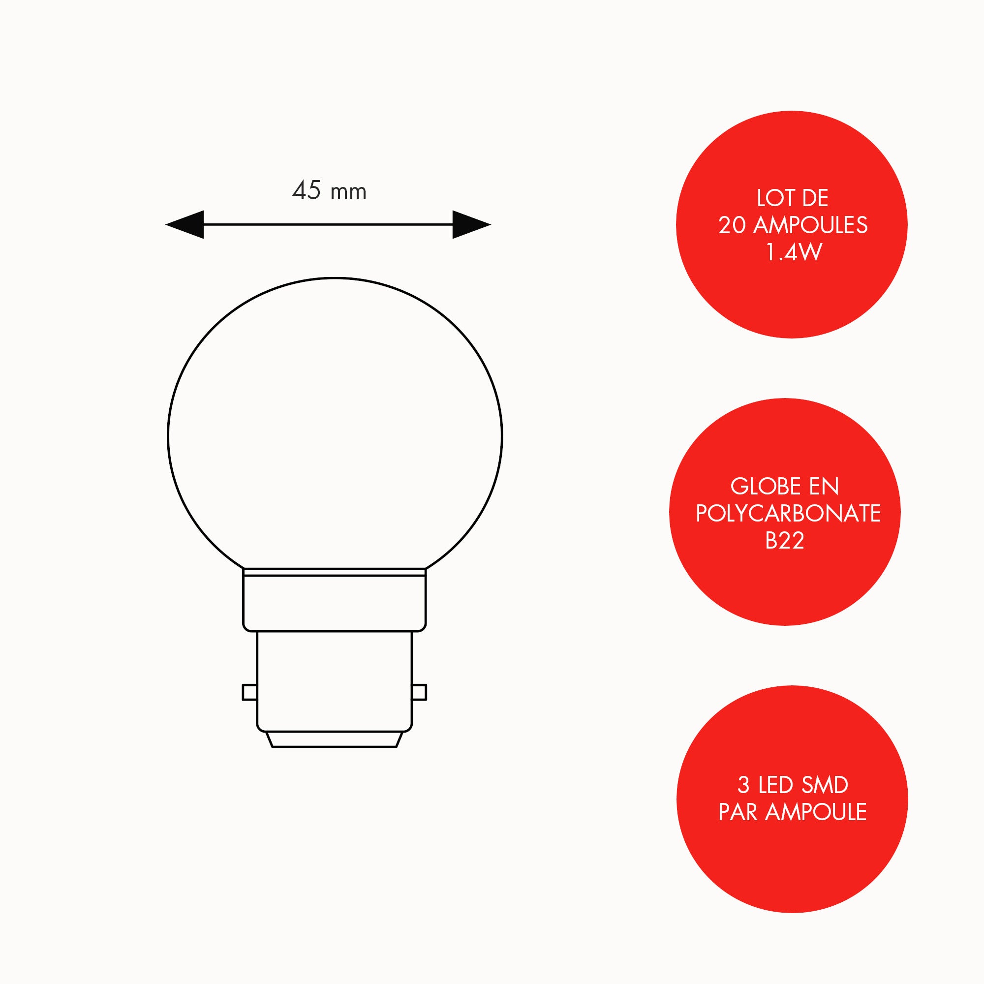 Lot de 20 ampoules B22